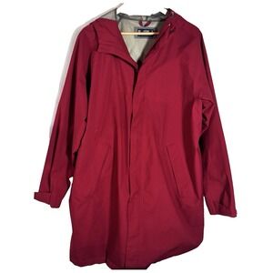 Lands' End Gore-Tex Squall Rain Coat Men's L Hood Jacket Zipper‎ Vintage Red